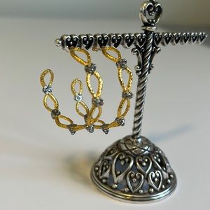 Freida Rothman Gold and crystal hoop earring